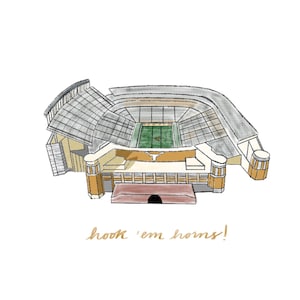 Hand Sketched Darrell K Royal Stadium - Giftable Sketch - Texas Longhorns - University of Texas at Austin