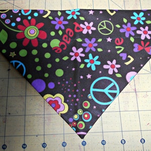 Woofstock Dog Bandana, Peace, Flower, Retro, Hippie, Neckerchief, Scarf