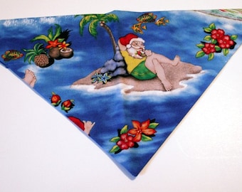 Christmas Dog Bandana, Santa, surfing, beach island