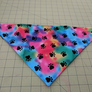 Tie Dye Dog Bandana, paws, retro, woofstock, neckerchief, scarf, hippie