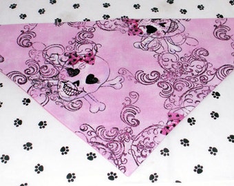Goth Pink Dog Bandana Goth, Diva, Skull, bow, pink, neckerchief, scarf