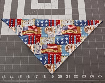 Patriotic Dog Bandana, July 4, Patriotic, Picnic, neckerchief, scarf, over the collar