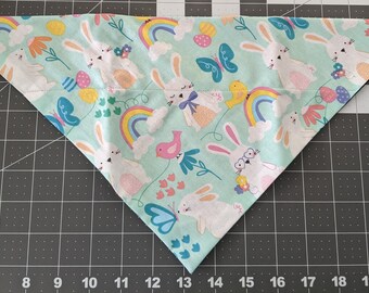 Dog Bandana, Easter, neckerchief, spring, bunny, rabbit, rainbow, aqua