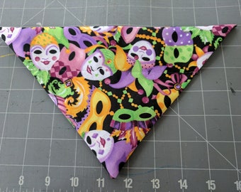 Dog Bandana, Mardi Gras, New Orleans, Fat Tuesday, neckerchief, scarf, collar slider
