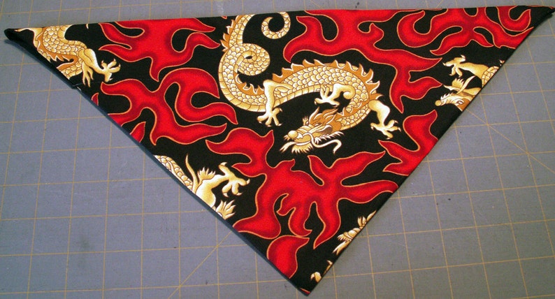 Dog Bandana Dragon, Flames, Asian, China, Japan, karate, martial arts, neckerchief, scarf image 1