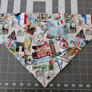 Italy Vacation Dog Bandana, Travel, Over the collar