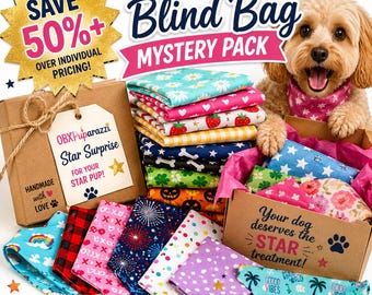 OBXPuparazzi Dog Bandana Surprise Bag, Handmade Dog Bandanas, Holiday, Seasonal, Dude or Diva themed
