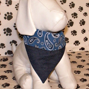 Dog Bandana Western, reversible, paisley, denim