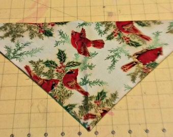 Cardinal Dog Bandana, Christmas, Winter, Neckerchief, Scarf, Over the Collar