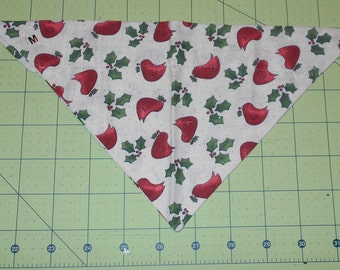 Cardinal Dog Bandana, Christmas, Neckerchief, Cardinal, Holly