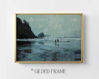 Lámina decorativa de paisaje invernal al atardecer en la playa de La Push (descarga digital)
