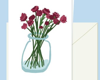 Simple Card with Vase of Flowers for any Occassion
