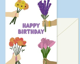 Happy Birthday Flower Bouquets Birthday Card (Inspired by Lithuania)