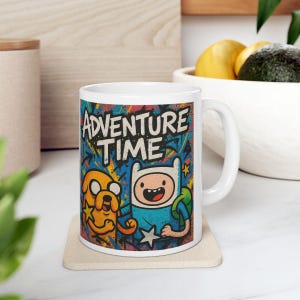 Adventure Time Mug | Jake The Dog Finn The Human Ceramic Mug Gift For Her For Him Cartoon Character Bff Besties High Five Stocking Stuffer