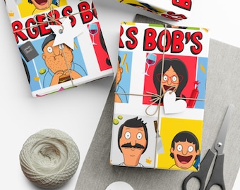 Bob's Burgers Wrapping Paper | Bob Linda Gene Louise Tina Belcher Gift Wrap Papers Birthday Celebration Holiday Gift For Her For Him Cartoon