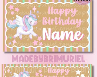 Unicorn Birthday Banner Template 36inx60in | Pastel Editable Canva Design (Digital Download) Walgreens Banner 24inx72in