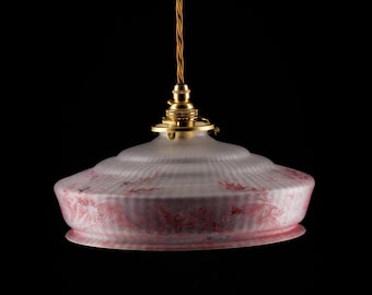 Charming 1930s French pendant glass light, hand painted.  Supplied with new bulb holder and wiring