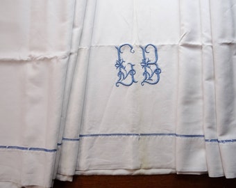 Large hand stitched French linen metis sheet.  Lovely bedding fabric or a gorgeous curtain