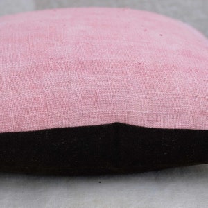 Natural dye antique hemp cushion cover, velvet back with vintage buttons image 5