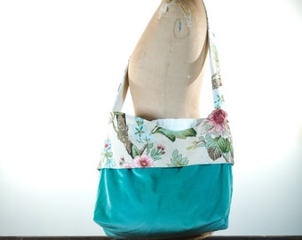 Slouchy tote bag with decorative cuff. Office, college, gym, beach, nappy bag
