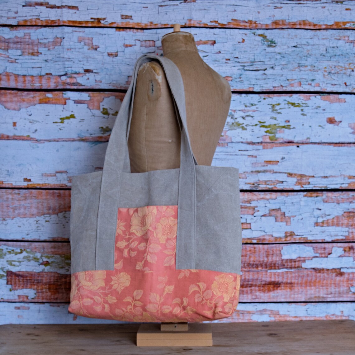 Extra large sturdy tote bag made with antique French fabrics Etsy