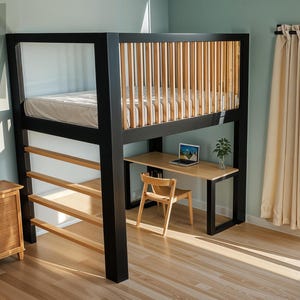 DIY Plan für ein schmales Hochbett und einen Schreibtisch mit Holzrahmen PDF, Imperial & Metric