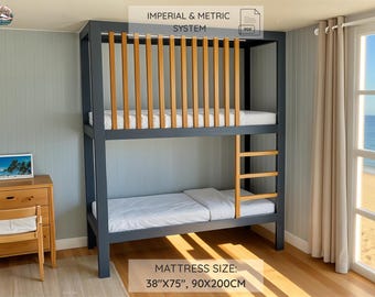 Twin Bunk Bed DIY Plan – Wood Bed Frame PDF, Metric, Imperial