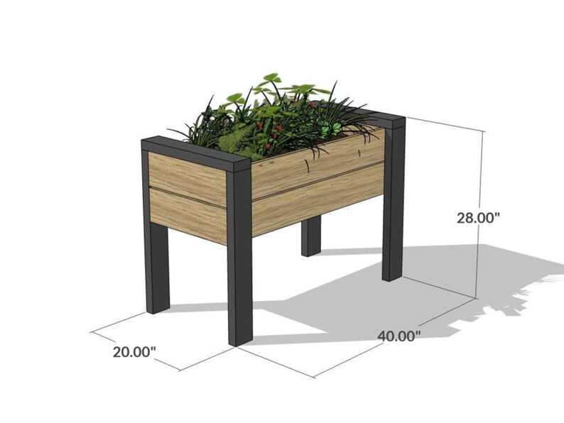 DIY Raised Garden Bed Plans 20x40x28 | Wooden Planter Box Plan ...