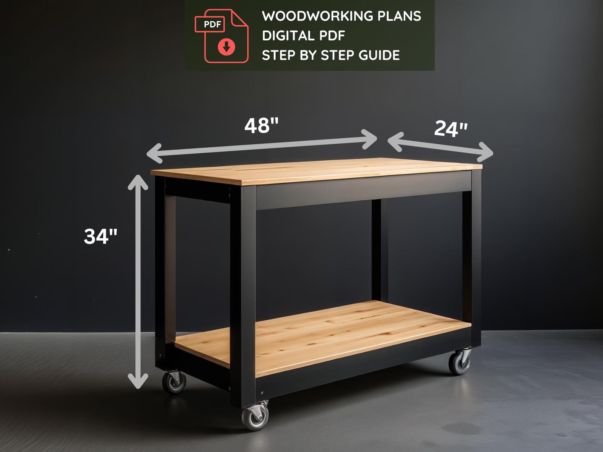 DIY Modular Workbench Set Plans, Mobile Benches on Wheels, Garage ...