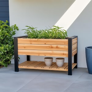 Grote plantenbak zelf maken met opbergplank | Grote plattegrond van de tuin, 30 x 60 x 36 inch | Beginnersvriendelijk houtbewerkingsproject | Instant pdf-download