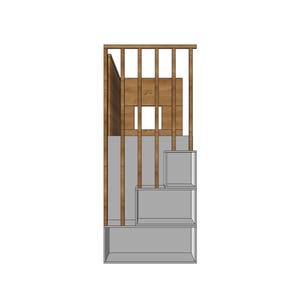 Step-by-step DIY plan for a minimalist built-in bunk bed for twin-size mattresses (38"x75" & 90x200 cm). Includes printable PDF woodworking instructions, cut list, and tools needed. Beginner-friendly digital file for modern furniture building.
