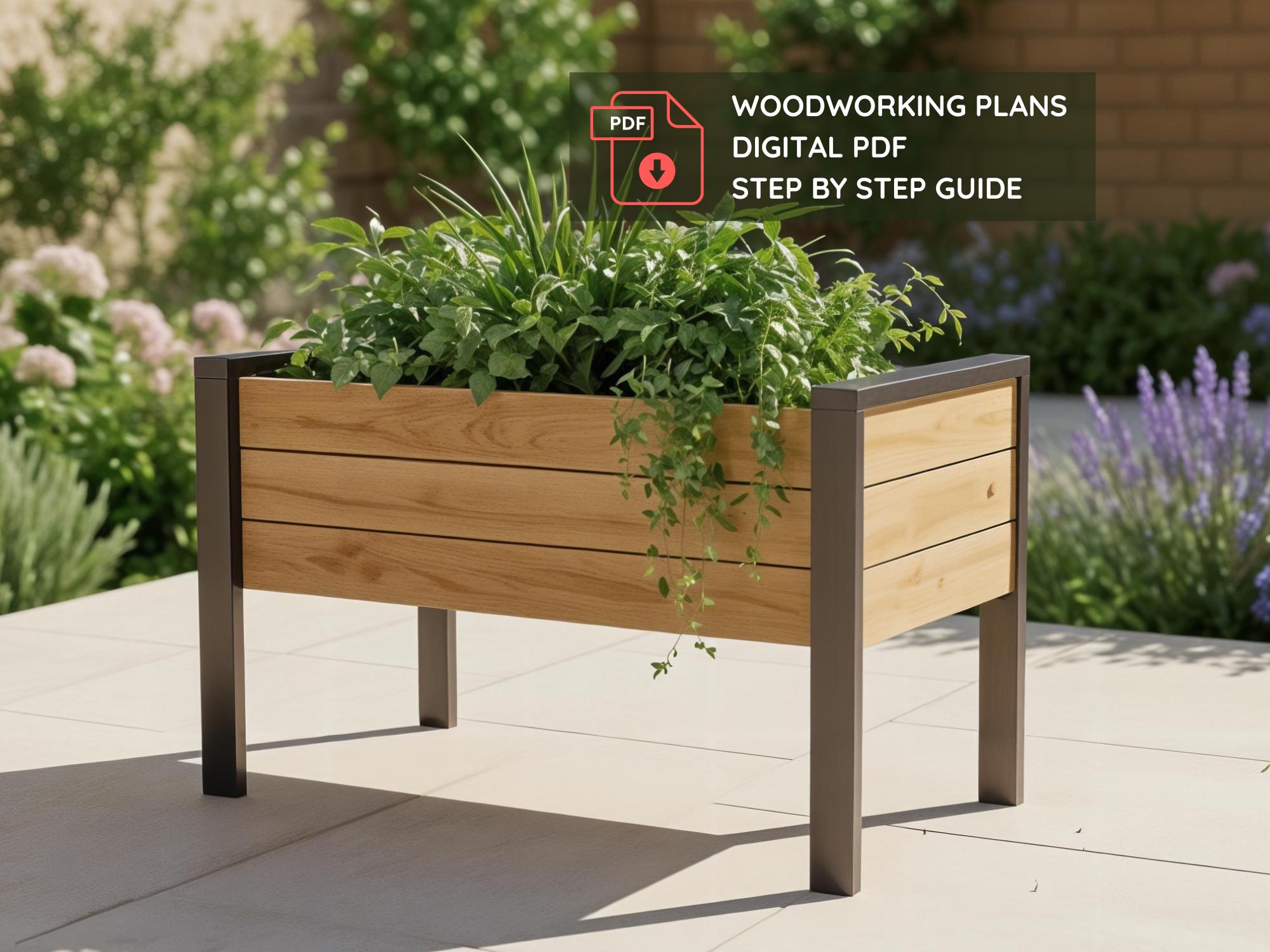 DIY Large Raised Planter Box – 30x60x36 Woodworking Plans Digital Download PDF