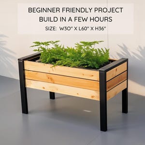 Grote verhoogde plantenbak zelf maken – perfect voor in de tuin | Geschikt voor beginners (digitale download doe-het-zelf) | bxlxh: 30 x 60 x 36 inch