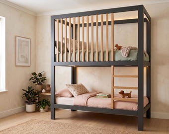 Doppel-Etagenbett Holzbearbeitungspläne, platzsparender Bettrahmen für Kinder, PDF Sofort-Download, anfängerfreundlich, metrisch und Imperial