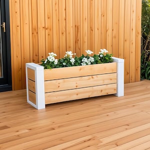 Zelfgemaakte verhoogde plantenbakplannen – moderne plantenbak voor buiten, eenvoudig te bouwen, tuinieren op terras en terras, digitale download