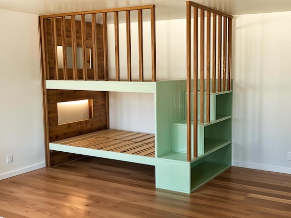 Full Built-In Bunk Bed DIY Plan – 54x80" , 140x200cm Space-Saving PDF