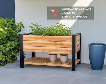Large Planter Box DIY Plan – 30x60x36&quot; Garden Bed with Storage Shelf PDF