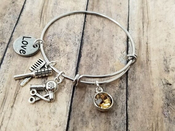 Hair Stylist Charm Bracelet Personalized Custom Adjustable Etsy