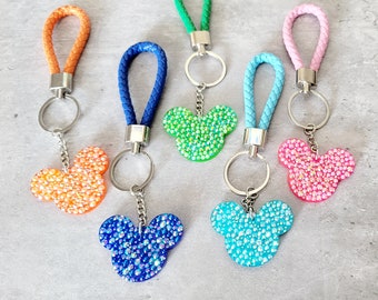 Rhinestone Bling Keychains, Bling Keychains, Rhinestone Back to School Bag Charms, Bling Bag Purse Charm, Teacher Gift