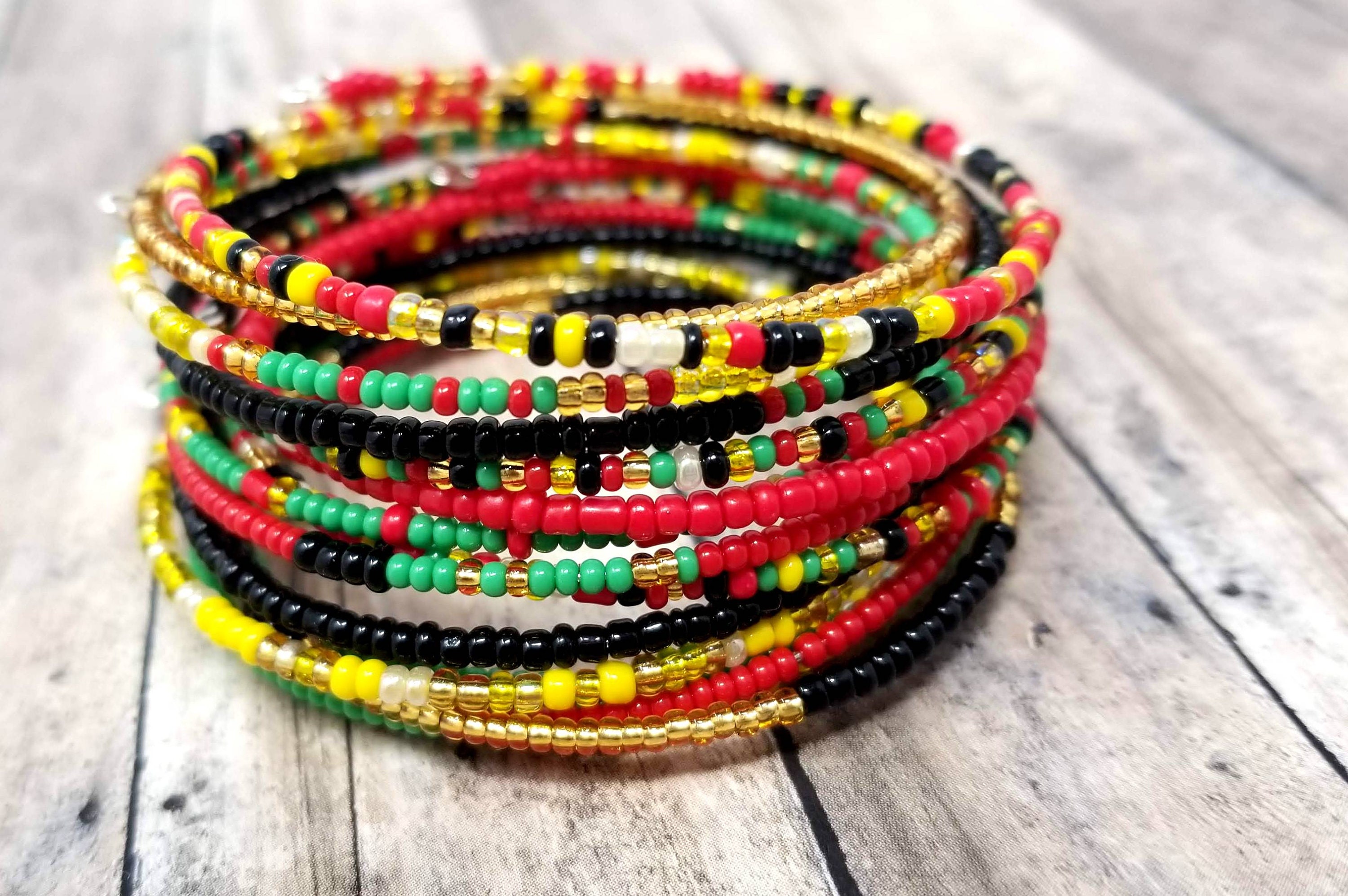 Red black green bracelets deals