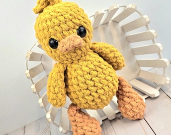 Gold Crochet Duck Plushie: Easter Basket Gift, Anxiety Relief Gift