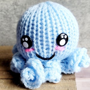 Baby Blue Amigurumi Octopus, Blue Crochet Octopus Plushie, Anxiety Stress Relief Gift, Baby Shower Gift, Stuff Sea Creature Plushie Baby Blue