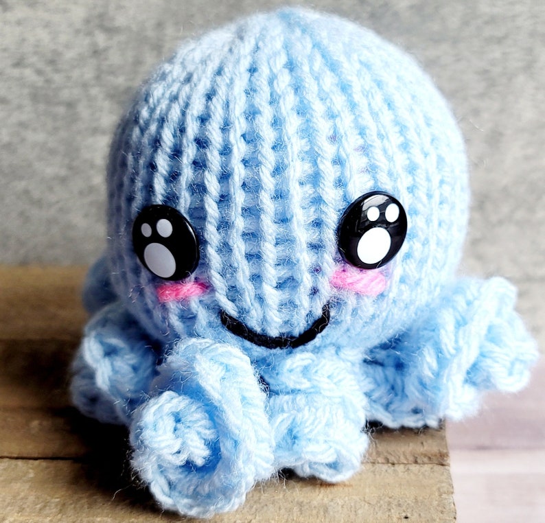 Baby Blue Amigurumi Octopus, Blue Crochet Octopus Plushie, Anxiety Stress Relief Gift, Baby Shower Gift, Stuff Sea Creature Plushie Baby Blue