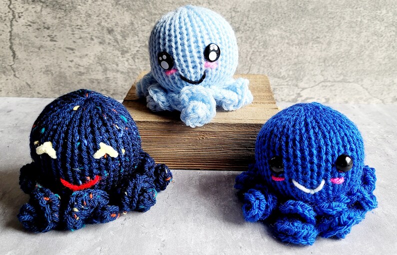 Baby Blue Amigurumi Octopus, Blue Crochet Octopus Plushie, Anxiety Stress Relief Gift, Baby Shower Gift, Stuff Sea Creature Plushie image 2