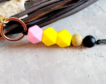 Silicone Bead Teacher Keychain, Wristlet Key Ring
