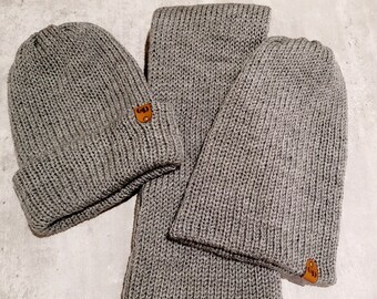 Custom Knit Beanie: Unisex Gray Acrylic Slouch Hat