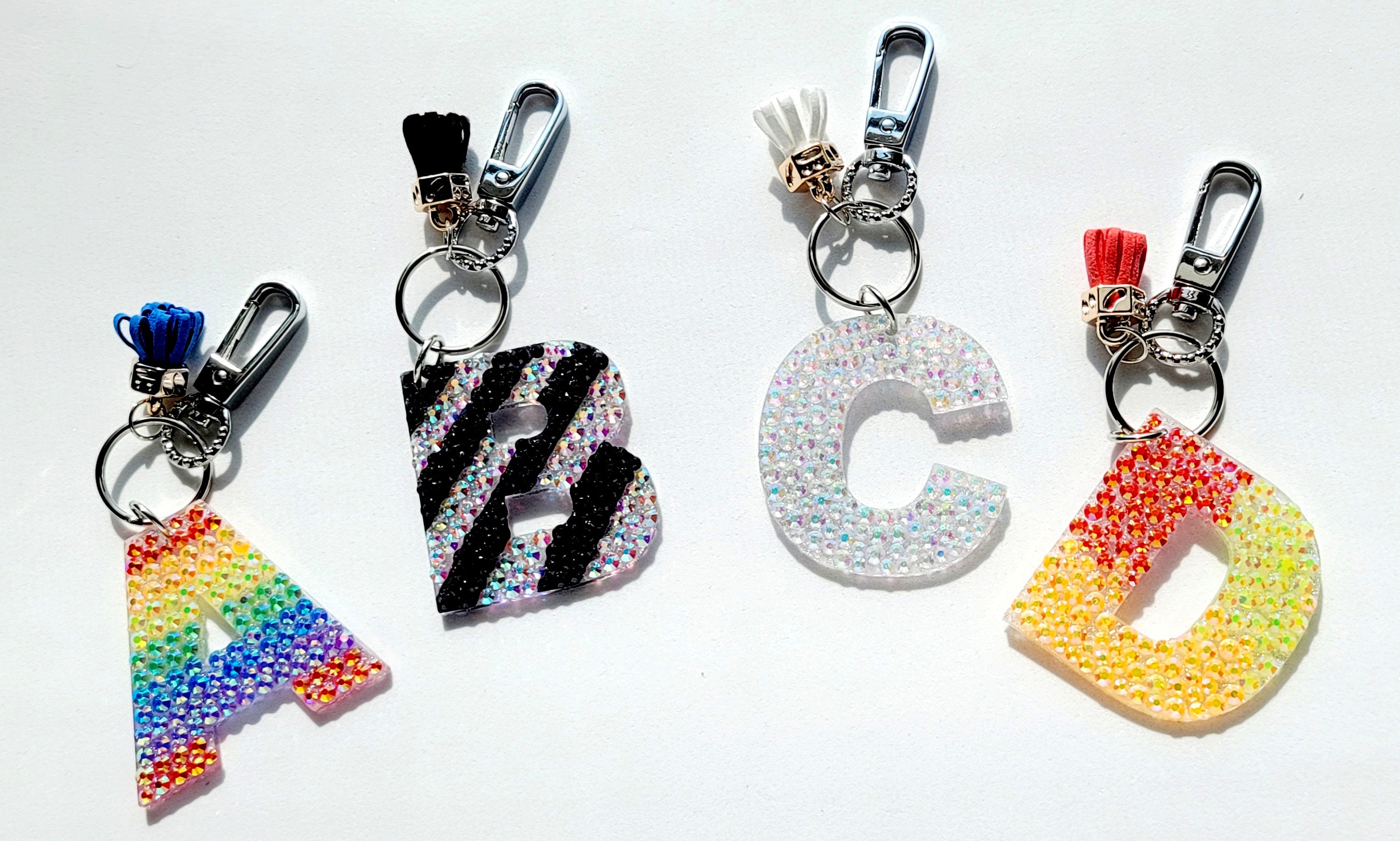 Bling Alphabet Bag Charm Multicolor Rhinestone Keychains Etsy Australia