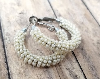 Off White and Brown Color for Women. El Allure Preciosa Jablonex Seed Bead and Glass Bead with Frech Wire Multi Rings Bangle Grey