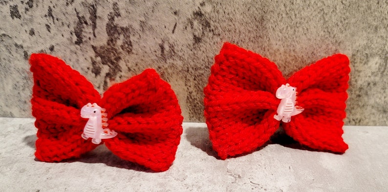 Hair Bow Sets, Colorful Knit Hair Ties, Bows, Hair Ties, Hair bows with Charms for Girls, Hair accessories, Handmade bow, Knit bow, Bow set Red