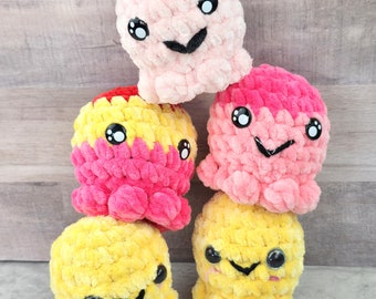 Mini Amigurumi Octopus, Yellow Pink Red Crochet Octo Plushie, Anxiety Stress Relief Gift, Baby Shower Gift, Stuff Sea Creature Plushie